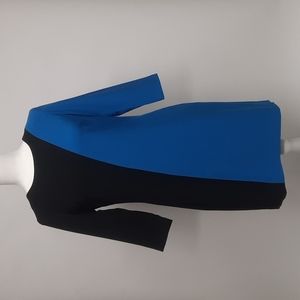 Ann Taylor Color Block Cobalt Blue & Black Shift Dress, Size 2P